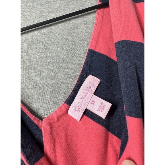 Lilly Pulitzer Maxi Dress Striped Coastal‎ Nautical Pink Navy Blue Size XS. - Picture 4 of 11